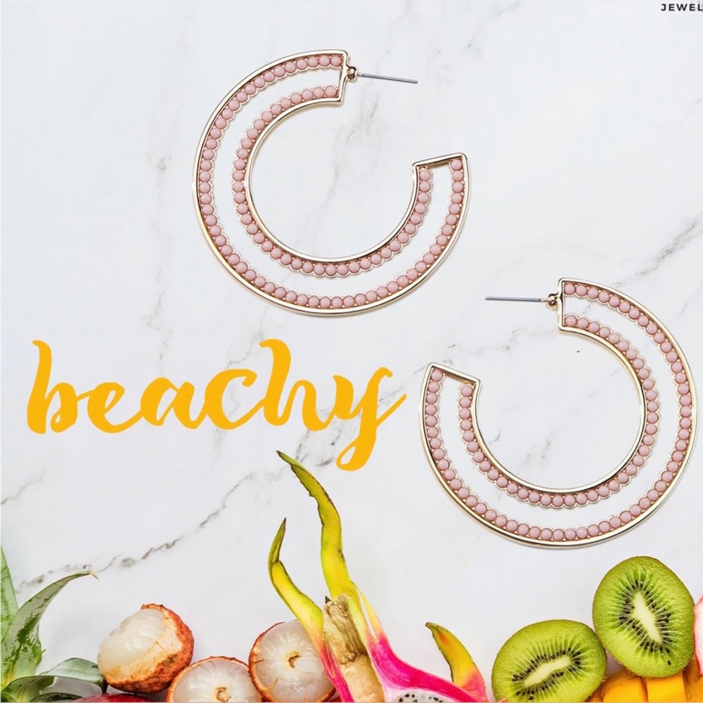 NWT BEACHY MODERN HOOP PINK AND GOLD VALENTINE SPECIAL EARRINGS
